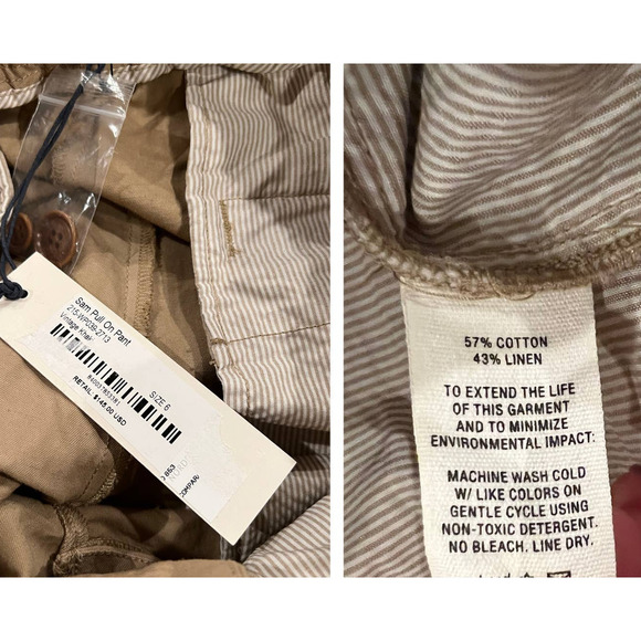 NWT ALEX MILL Sam Pull-On Linen Blend Pants (6) - Picture 4 of 6